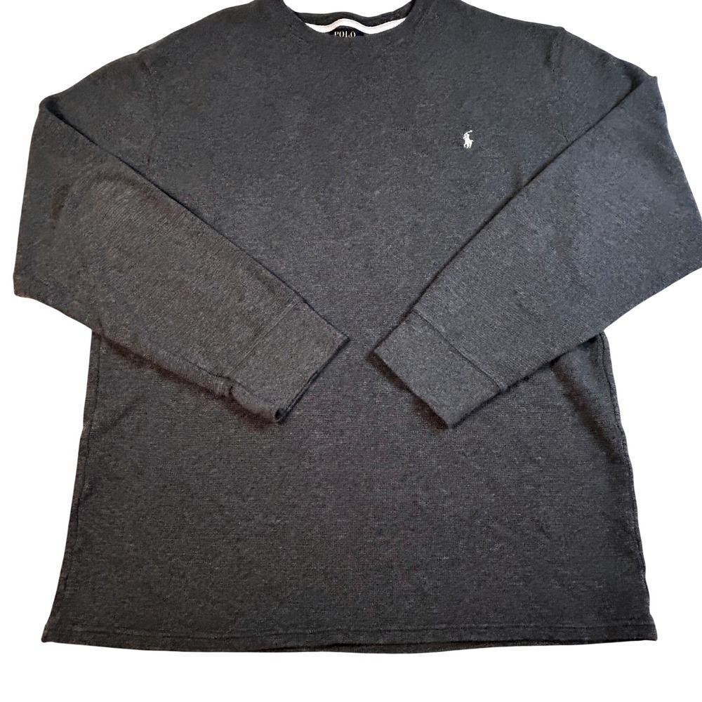 Polo Ralph Lauren Thermal Shirt Mens 2XL Waffle Knit Gray‎ Crew Neck Preppy XXL